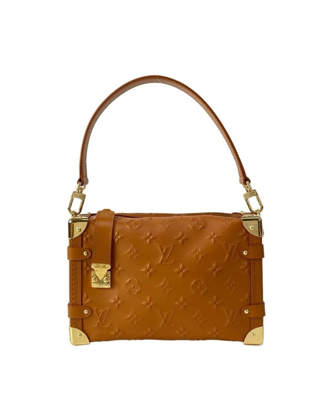 Louis Vuitton Handbag Cruise Collection Side Trunk Tan Leather Cowhide